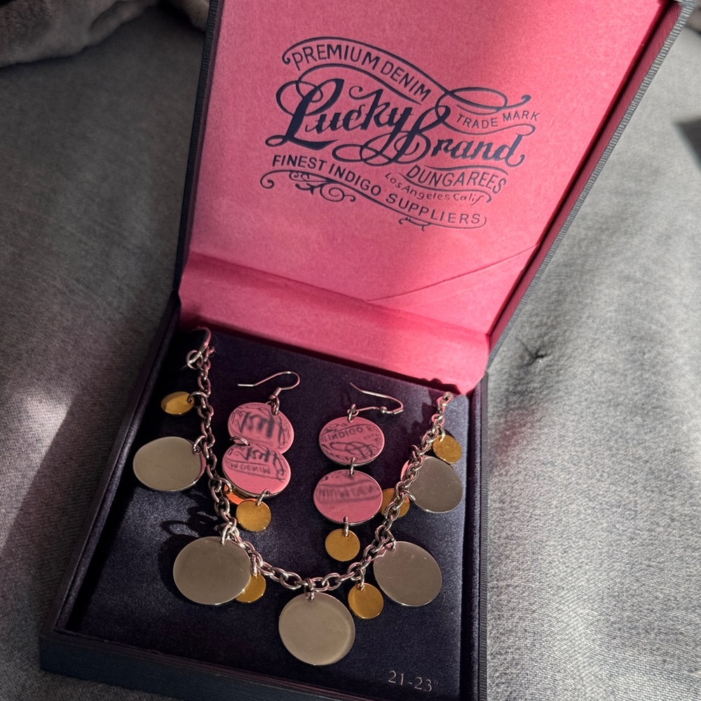 Lucky Brand Gold and Silver Disc Necklace Set